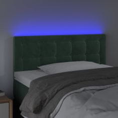 Greatstore Čelo postele s LED tmavě zelené 90x5x78/88 cm samet