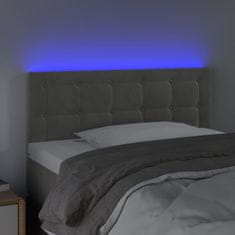 Greatstore Čelo postele s LED světle šedé 100 x 5 x 78/88 cm samet