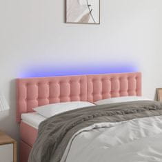 Vidaxl Čelo postele s LED růžové 144x5x78/88 cm samet