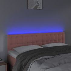 Vidaxl Čelo postele s LED růžové 144x5x78/88 cm samet