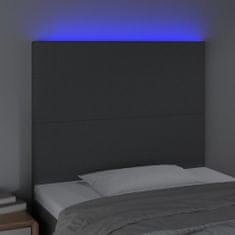 Greatstore Čelo postele s LED tmavě šedé 80x5x118/128 cm textil