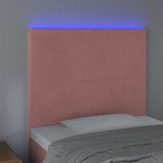 Greatstore Čelo postele s LED růžové 80x5x118/128 cm samet