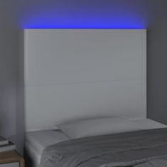 Greatstore Čelo postele s LED bílé 100x5x118/128 cm umělá kůže