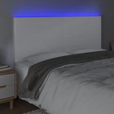 Greatstore Čelo postele s LED bílé 160x5x118/128 cm umělá kůže