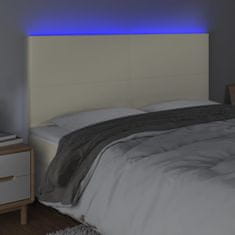 Vidaxl Čelo postele s LED krémové 180x5x118/128 cm umělá kůže