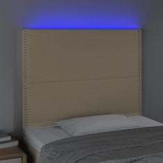 Greatstore Čelo postele s LED krémové 100x5x118/128 cm textil