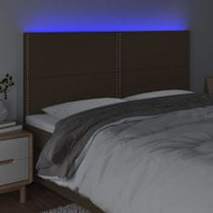 Vidaxl Čelo postele s LED tmavě hnědé 180x5x118/128 cm textil