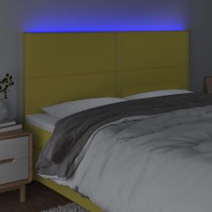 Greatstore Čelo postele s LED zelená 200x5x118/128 cm textil