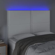 Greatstore Čelo postele s LED bílé 144x5x118/128 cm umělá kůže