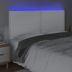 Greatstore Čelo postele s LED bílé 160x5x118/128 cm umělá kůže