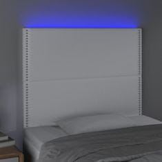 Greatstore Čelo postele s LED bílé 100x5x118/128 cm umělá kůže