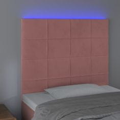 Greatstore Čelo postele s LED růžové 100x5x118/128 cm samet