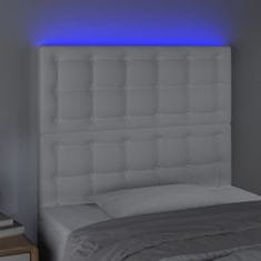 Vidaxl Čelo postele s LED bílé 100x5x118/128 cm umělá kůže