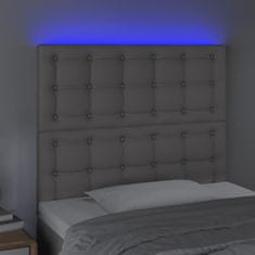 Greatstore Čelo postele s LED šedé 90x5x118/128 cm umělá kůže