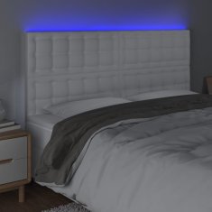 Greatstore Čelo postele s LED bílé 180x5x118/128 cm umělá kůže