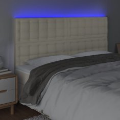 Greatstore Čelo postele s LED krémové 160x5x118/128 cm umělá kůže