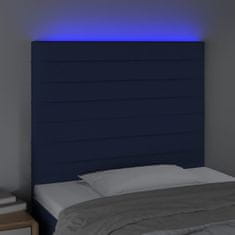 Vidaxl Čelo postele s LED modré 80x5x118/128 cm textil