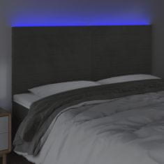 Greatstore Čelo postele s LED tmavě šedé 200x5x118/128 cm samet