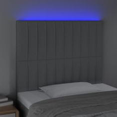 Vidaxl Čelo postele s LED světle šedé 90x5x118/128 cm textil