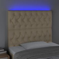 Greatstore Čelo postele s LED krémová 100x7x118/128 cm textil