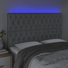 Vidaxl Čelo postele s LED světle šedé 144x7x118/128 cm textil