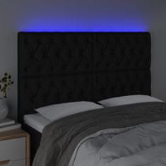 Greatstore Čelo postele s LED černé 160x7x118/128 cm textil