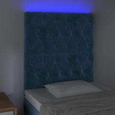 Greatstore Čelo postele s LED tmavě modré 80x7x118/128 cm samet