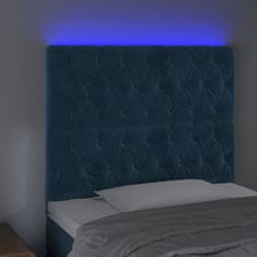 Greatstore Čelo postele s LED tmavě modré 90x7x118/128 cm samet