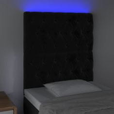 Greatstore Čelo postele s LED černé 80x7x118/128 cm samet