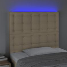 Greatstore Čelo postele s LED krémové 80x5x118/128 cm textil