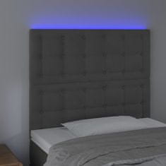 Greatstore Čelo postele s LED tmavě šedé 80x5x118/128 cm samet