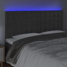 Greatstore Čelo postele s LED tmavě šedé 160x5x118/128 cm samet