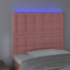 Greatstore Čelo postele s LED růžové 80x5x118/128 cm samet