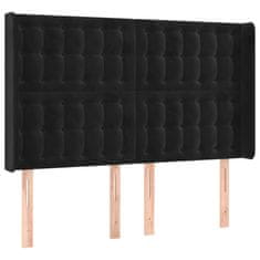 Greatstore Čelo postele s LED černé 147 x 16 x 118/128 cm samet