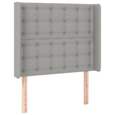 Greatstore Čelo postele s LED světle šedé 103x16x118/128 cm textil