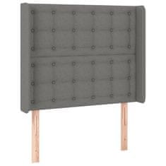 Greatstore Čelo postele s LED tmavě šedé 103 x 16 x 118/128 cm textil