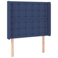 Greatstore Čelo postele s LED modré 83 x 16 x 118/128 cm textil