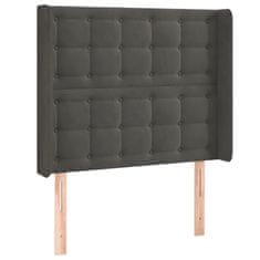 Greatstore Čelo postele s LED tmavě šedé 93 x 16 x 118/128 cm samet