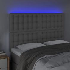 Greatstore Čelo postele s LED šedé 144x5x118/128 cm umělá kůže