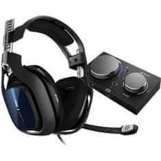 ASTRO Herní náhlavní souprava ASTRO A40 TR + MixAmp Pro 939-001661 Jack 3,5 mm, drátová sluchátka do uší USB, černá/modrá