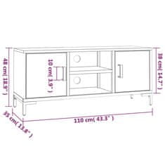 Vidaxl TV stolek hnědý 110 x 35 x 48 cm masivní borové dřevo