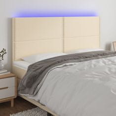 Greatstore Čelo postele s LED krémové 160x5x118/128 cm textil