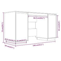 Vidaxl Psací stůl černý 140 x 50 x 75 cm masivní borové dřevo