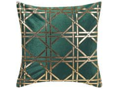 Beliani Sada 2 polštářů s geometrickým vzorem 45 x 45 cm zelená se zlatou CASSIA
