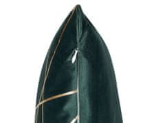 Beliani Sada 2 sametových polštářů s geometrickým vzorem 45 x 45 cm zelených PINUS