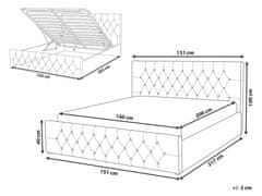 Beliani Sametová postel s úložným prostorem 140 x 200 cm béžová AMIENS