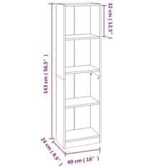 Vidaxl 4patrová knihovna šedá sonoma 40 x 24 x 143 cm kompozitní dřevo