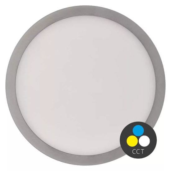 Emos Stříbrný přisazený LED panel s tenkým rámečkem kulatý 170mm 12,5W CCT Premium ZM5233