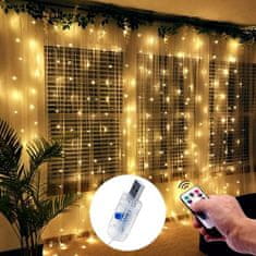 Maclean MCE413 USB světelná clona s dálkovým ovládáním 3x3m 300 LED 8 režimů bílá 74784