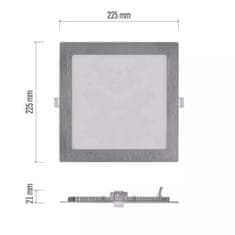 Emos Stříbrný vestavný LED panel hranatý 225 x 225mm 18W CCT Premium ZD2243